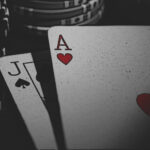 Minimal poker mathematics illustration with cards and symbols