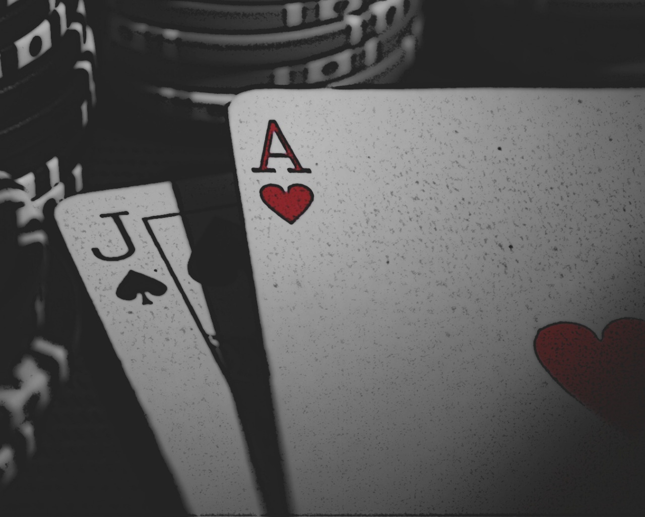 Minimal poker mathematics illustration with cards and symbols