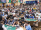professional poker tables during a live tournament