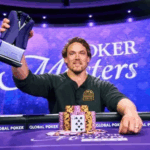 Alex Foxen celebrates his victory at Poker Masters 2025, winning $272,000 and securing his 10th PGT title in Las Vegas.