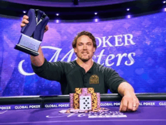 Alex Foxen celebrates his victory at Poker Masters 2025, winning $272,000 and securing his 10th PGT title in Las Vegas.