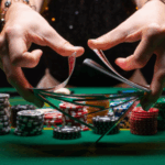 Aggressive poker strategy illustration showing player making bold bets at the table